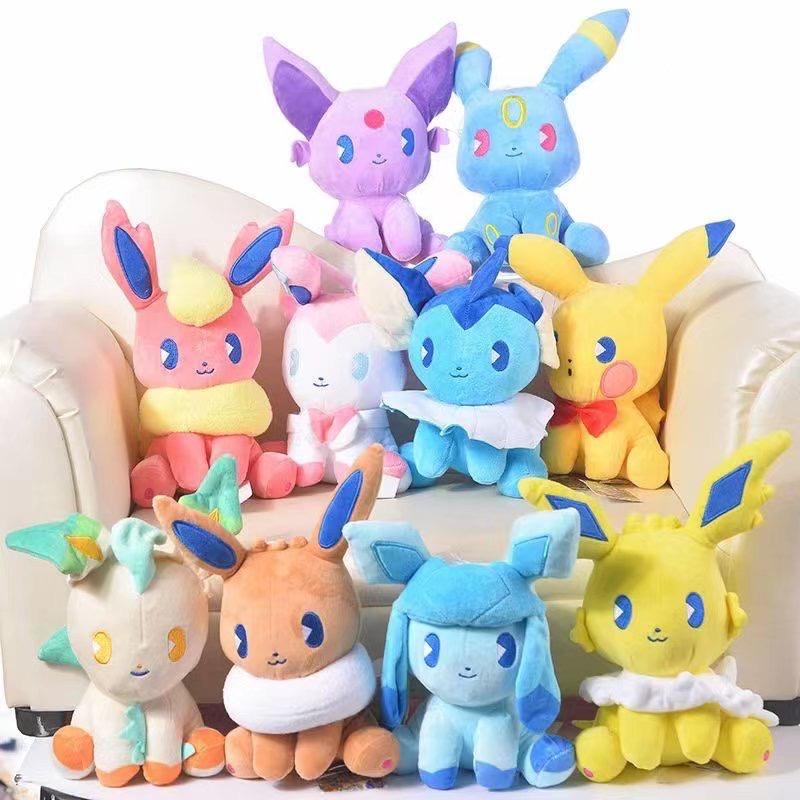 Eevee Family Evolution Peluche Plush Toy Flareon Vaporeon Leafeon Sylveon Espeon Umbreon Pikachu Stuffed Doll Kid Gift