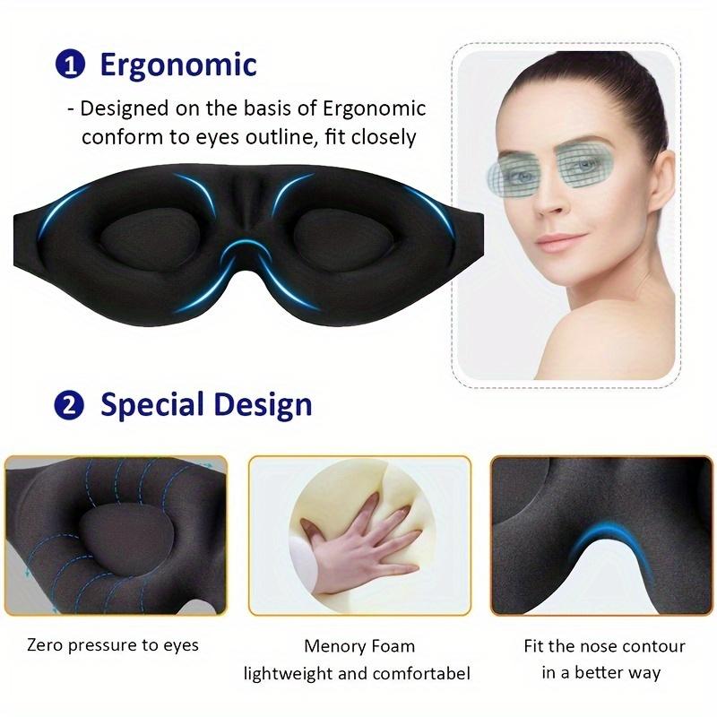 Sleep Mask, 3D Contour Cup Sleep Mask and Eye Mask, Concave Molded Night Sleep Mask, Light Blocking, Soft and Comfortable Eye Mask, Black