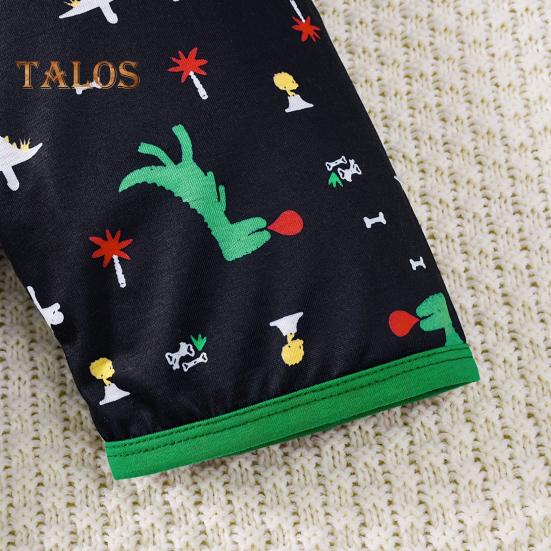 Toddler Boy Clothes Shorts Set Green Dinosaur Print Pajamas Cotton Crewneck Tees Shorts Set Summer Casual Outfit