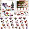 Holiday Gift Ideas Snowman Advent Calendar, 24Pcs Acrylic 2D Hanging Ornament Set Christmas Scene Decoration with Bouquet Flowers, Tree Decor,