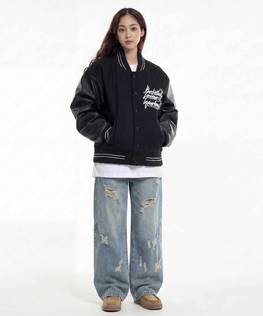 CREAM SODA LAB Distressed Washed Cut-Out Denim Pants Blue