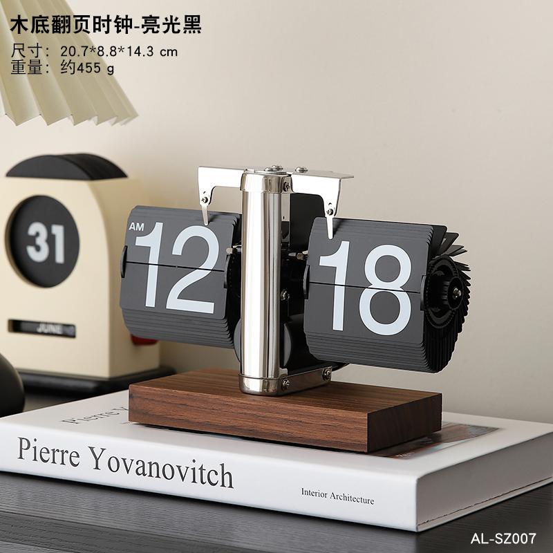 Retro Luxury Flip Desk Clock Mechanical Table Timepiece Creative Digital Display for Living Room Decorative Mantel Clock
