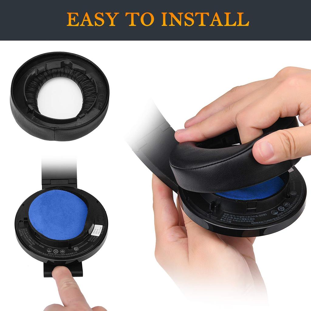 SOULWIT Replacement Ear Pads for Sony Platinum Wireless Playstation PS4 Premium Wireless Surround Headset (2018 Model CUHJ-15005) (Black)