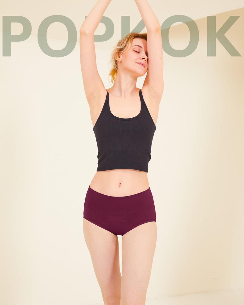 Sanitary Shorts for Period Underwear High Inner Set of 3 [POPKOK] Women, Shorts, Set, Cotton, Waist, Leak-Proof, Pants, Underwear, (Dark Gray/Lake