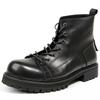 [WinYeah] Men's Genuine Leather Combat Boots, 7-Hole Lace-Up, Textured Thick Sole, Casual Leather Shoes, G16-13, Black, 26.0cm