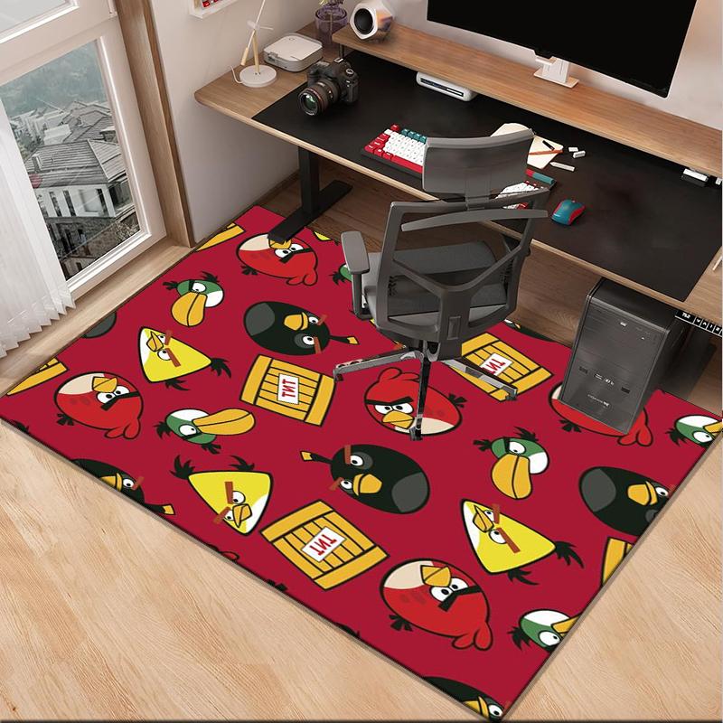Red Birds Characters Collage Office Rug Chair Mat, Game Carpet, Suitable for Front Door, Bedroom, Living Room, Desk, Holiday Gift
