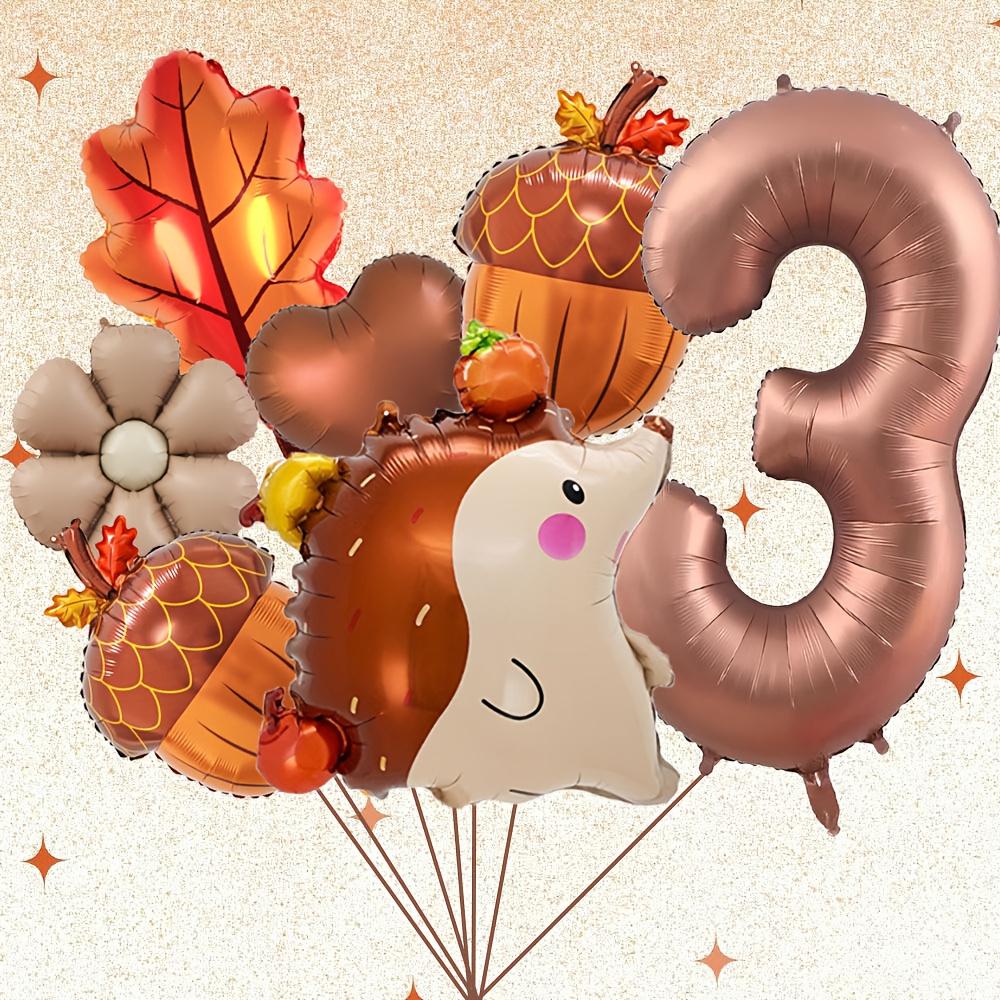 7pcs Autumn Pinecone Hedgehog Balloon Set 32 Inch Brown Number 1-9 Birthday Balloon Thanksgiving Party Decoration Photo Props