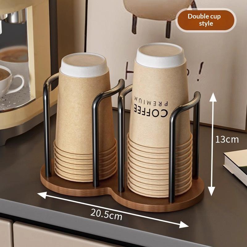 Disposable Cup Storage Holder Rack Shelf Water Tea Cups Wood Dispenser With Longer Stick Mug Display Stand Organizer Supplies