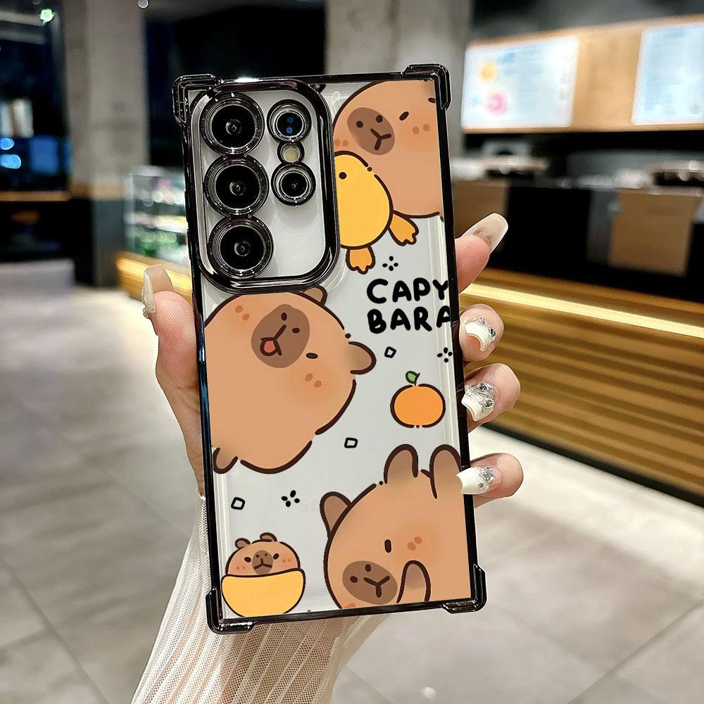 Capybara Cartoon Animal Funda For Samsung S26 Ultra Phone Case For Galaxy S25 FE S26 S24 S23 S22 S21 Ultra S20 Plus Clear Cover
