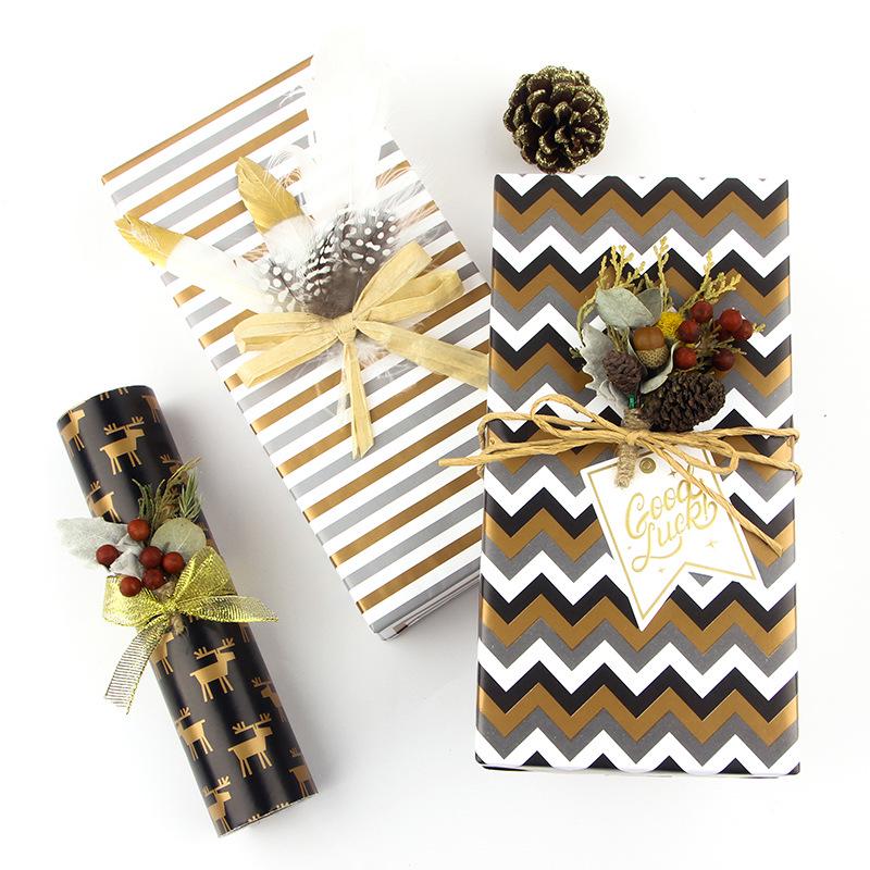Black Gold Gift Wrapping Paper for Christmas, Valentine's Day, Birthdays & DIY Projects