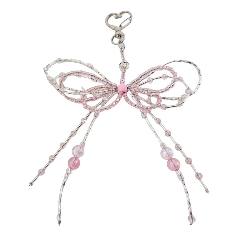 

Elegant Keychain Pendant Mobile Phone Chain Strap Fashion Cellphone Rope Telephone Lanyard Jewelry with Butterfly Detail розовый