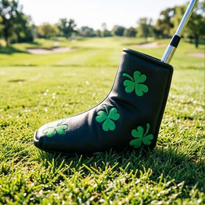 Yousheng Kunstleder Golfschläger-Kopfhaube, Stickerei Kleeblatt Golf-Putter-Abdeckung, Universelle Golfschläger-Schutzhülle, Golfschläger