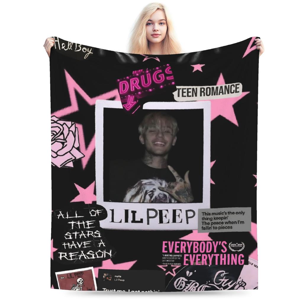 Lil Peep Cool Rapper Deky Super Měkký Samet Pohodlný Dárek Přehoz Plyšová Tenká Přikrývka