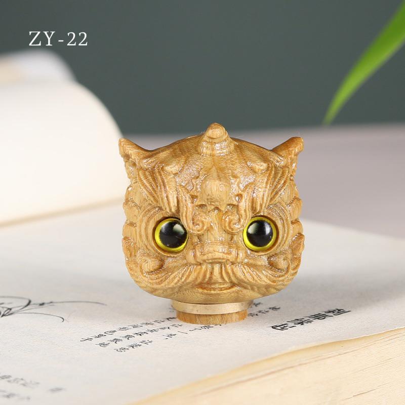 Зеленый Сандал Лев Голова Резьба Мешочек Подвеска Брелок Аксессуар