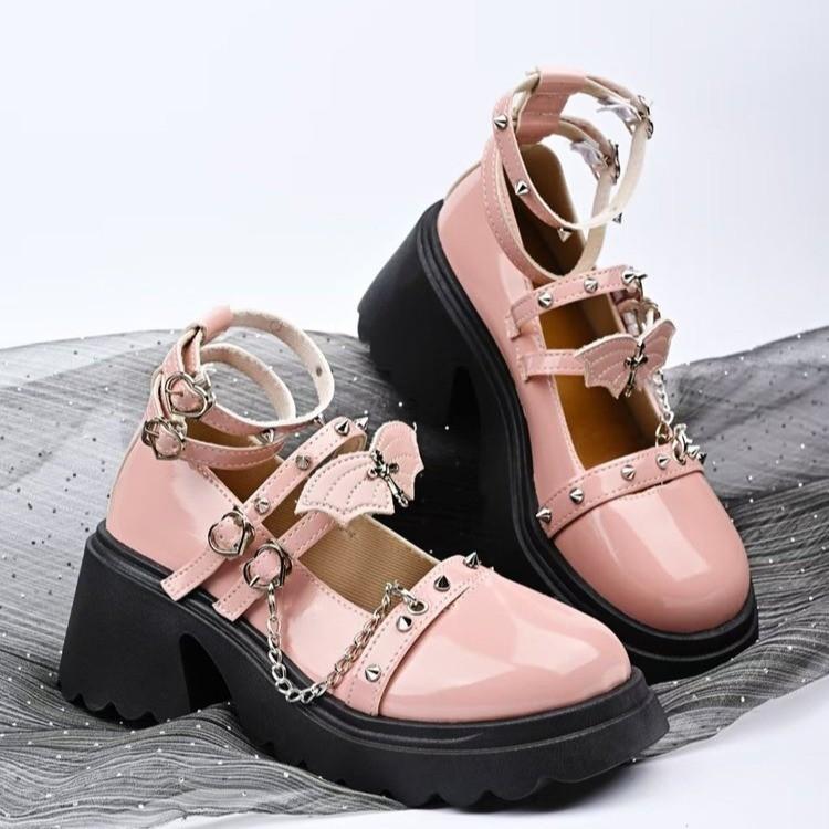 Women Lolita Shoe 2025 New Round Head Shallow Sneakers Women Platform Wear-resistant High Heels Chunky Mary Jane Shoes Women