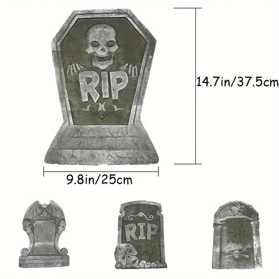 4 Pcs Realistic Halloween Tombstone Decorations Are Used for Haunted Houses Courtyards and Outdoor Halloween Parties.