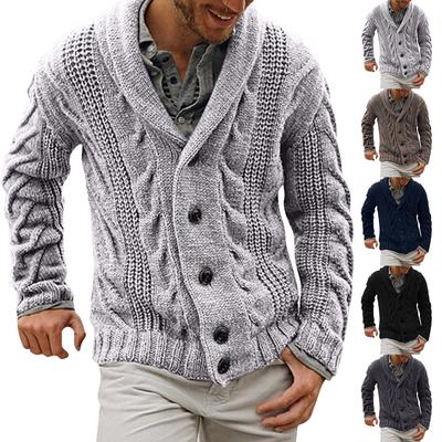 Men's Solid Color Cardigan Button Knitted Casual Fashion Lapel Sweater