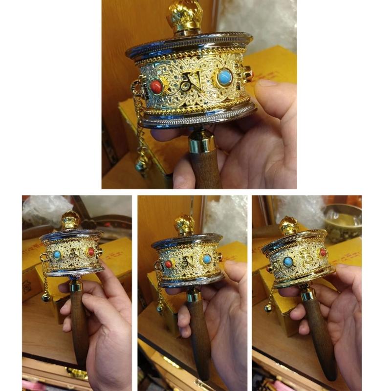 Tibetan Prayer Wheel, Handheld Prayer Wheel Tibetan Buddhisms Six Word Mantras Hand Cranking Buddhist Prayer Wheel