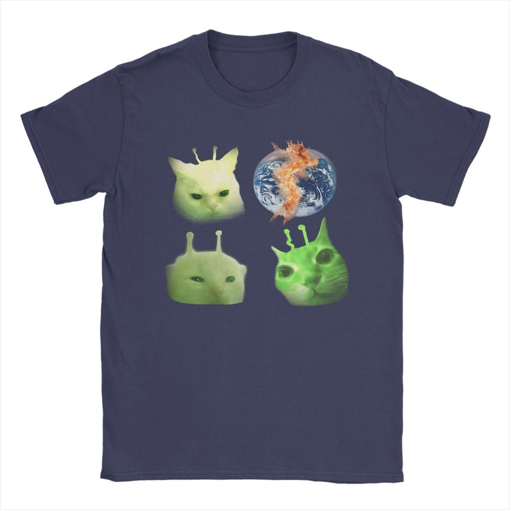 Mode Drei Glorps Alien Katze Meme T-Shirts für Herren Rundhals 100% Baumwolle T-Shirt Kurzarm T-Shirt 4XL 5XL Kleidung