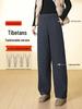 Women's Winter Thickened Velvet Wide-Leg Wool Pants - High Waist Slimming Casual Straight Leg Design.