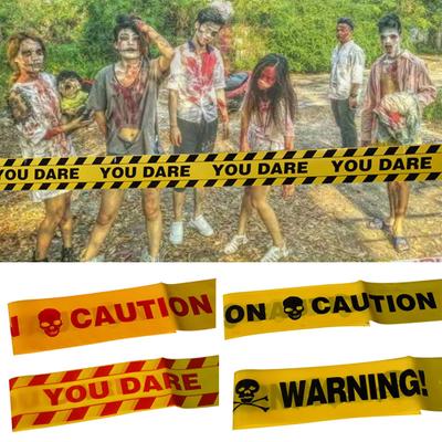 Plastic Skull Head Signs Warning Line Tape Window Decoration Halloween Props