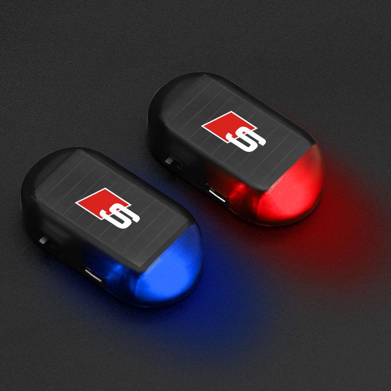 GR Gazoo Racing Car Solar Powered Wireless Anti-Theft Caution Lamp LED Flashing Light For Audi C7 C6 C5 B5 B6 B7 B8 B9 D3 Q3 Q5 Q7 TT A1 A3 A4 A5
