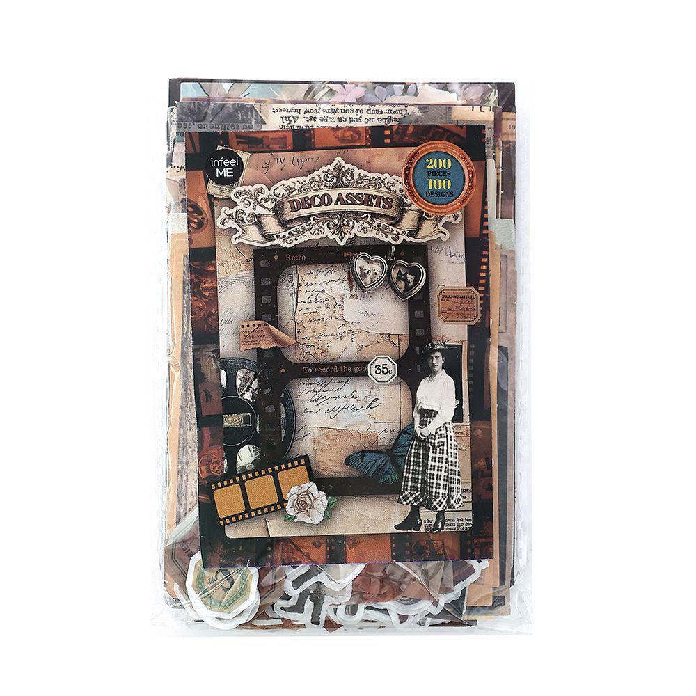 Infeel.Me Time Collection: Retro Pattern Journal Stickers - 200 Sheets Pack