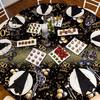 Oudain 3 Pack 50th/70th/80th Round Birthday Tablecloth Black and Gold Happy Birthday Party Decorations 84 inch Disposable Plastic Table Cover