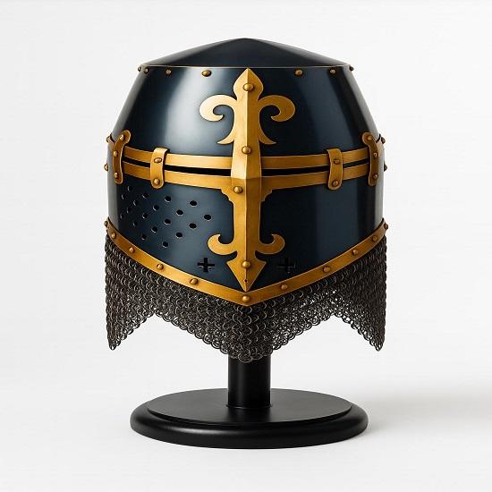 

Medieval Great Helmet with Chainmail Knight Crusader Armor Renaissance Fair, Cosplay LARP Costume