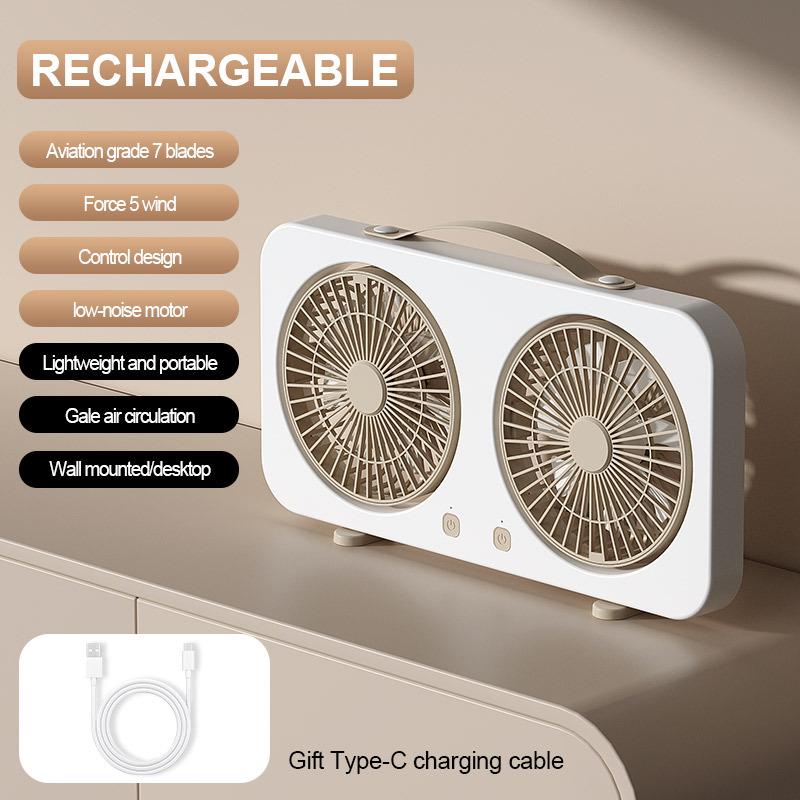 

Dual-Head Oscillating USB Fan for Desktop, Dormitory, and Office with High Wind Power and Brushless Technology 36.3*4.5*19 cm