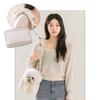 Portable Pet Carrier Bag Cats Dogs Winter Warm Breathable Mesh Striped Shoulder Handheld Travel