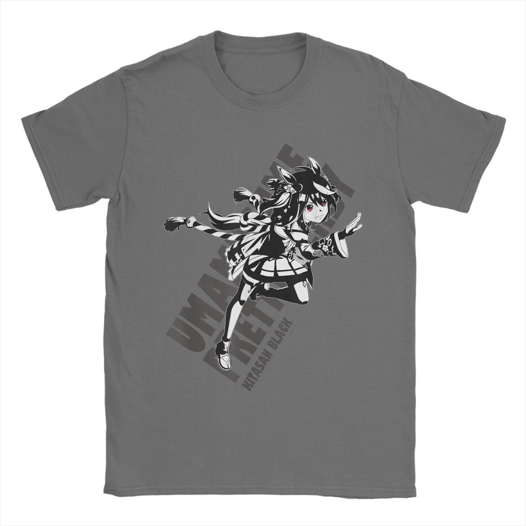 Umamusume Pretty Derby Kitasan Black Baumwoll-T-Shirt für Herren Sommer Lustige T-Shirts Rundhals Trendy Cooles T-Shirt Übergroße Oberteile