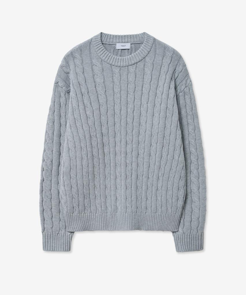 Tienjiti Cable Long Sleeves Knit Top (Gray) Tnsw5E102G2