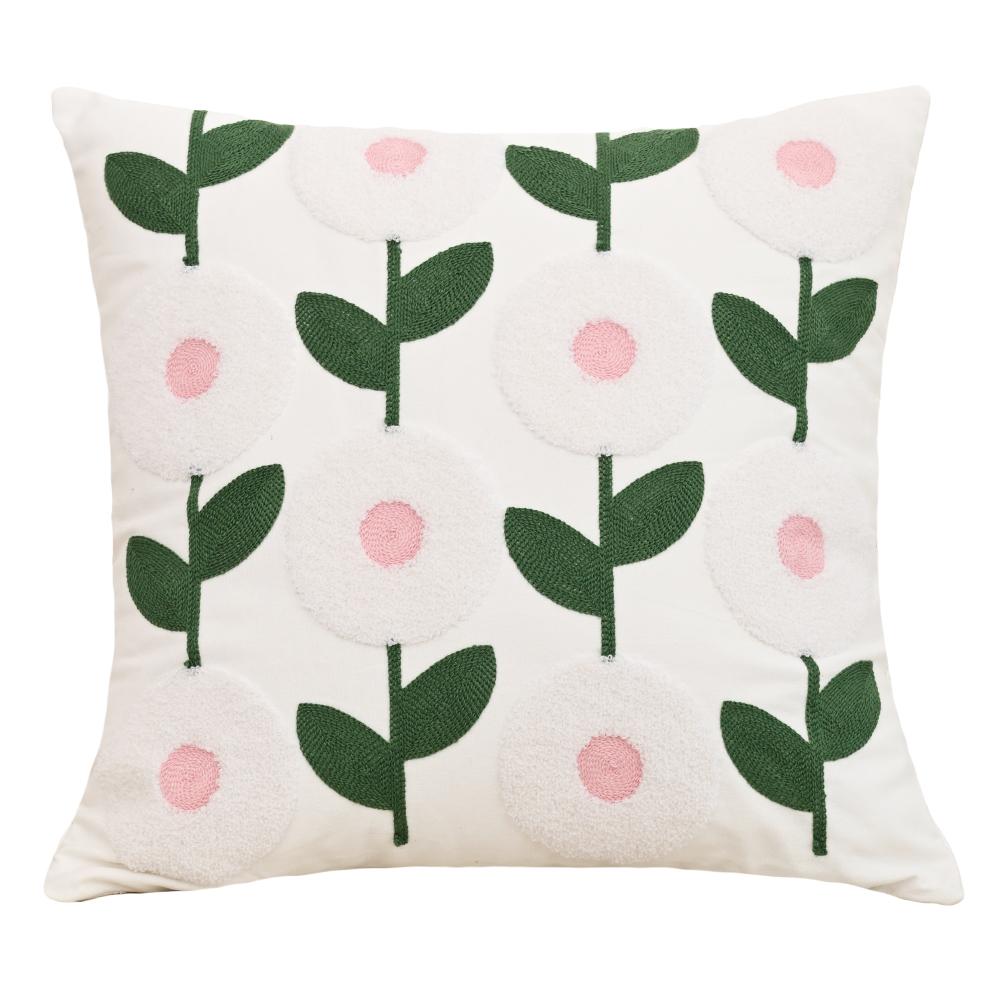 Buynow Floral Embroidered Pillowcase45X45Cm Vintage Pastoral Living Room Sofa Cushion Cover Home Bedroom Decor Cojines Para Sala
