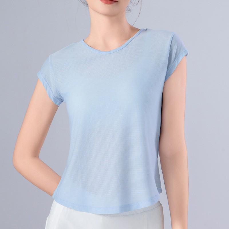 Damen Schnelltrocknendes Yoga & Lauf T-Shirt - Locker, Bequem, Figurschmeichelnd, Atmungsaktiv mit Kurzen Ärmeln für Sommer Fitness