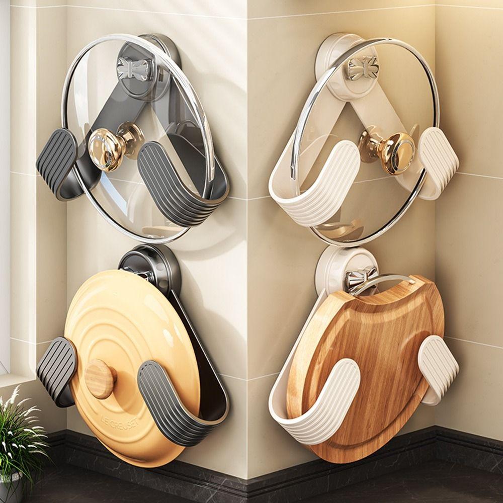 3Pcs Wall Mounted Pan Cover Storage Holder Punch Free Cutting Board Storage Rack  Kitchen