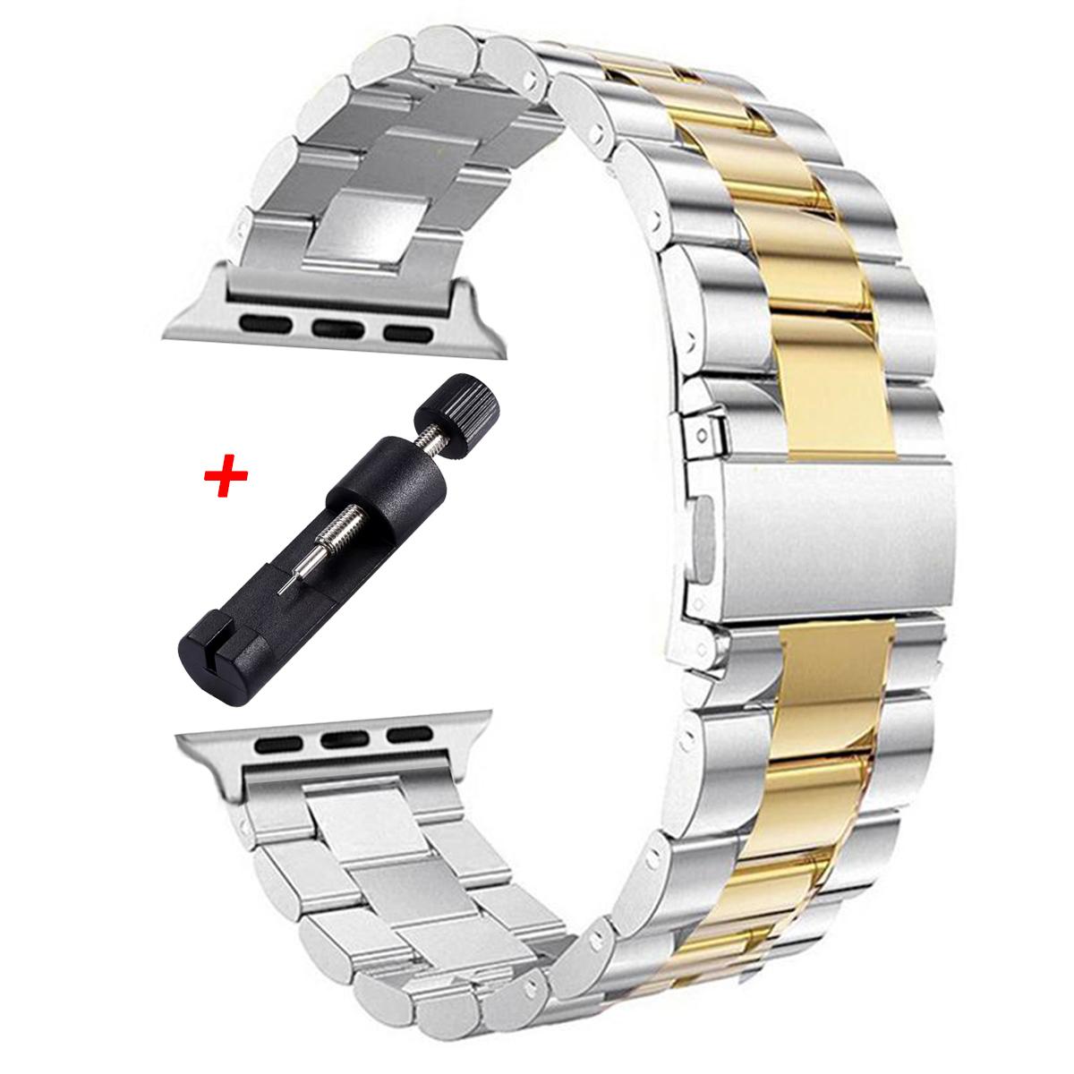 

1 шт. Змінний металевий ремінець з нержавіючої сталі для Apple Watch Band 38/40/41/42/44/45/49/46MM Для ремінця Apple Watch Ultra 11 10 9 8 7 6 5 4 3 2 1 SE 42/44/45/49/S11/S10-46mm срібний/золотий