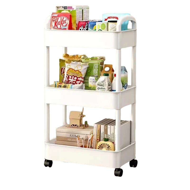 3 Tier Storage Rack Plastic Multi-Functional Small Cart Household Movable Storage Trolley Kitchen Accessories Home Organizer белый 4390₽