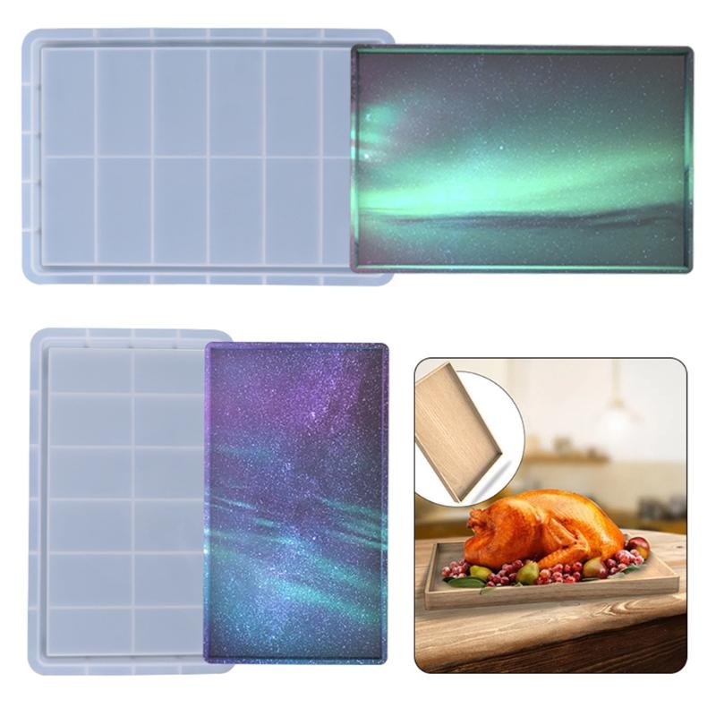 Plaster Soap Casting Epoxy Mould DIY Crafts Mould Crystal Rectangle Tray Coaster Mold Mug Pad Plate Resin Casting Mold