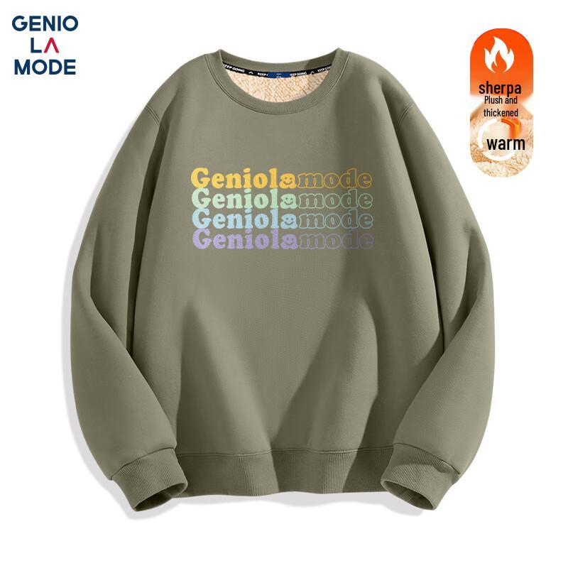 

GENIOLAMODE Мужской толстовка с круглым вырезом и плюшевой подкладкой, тяжелый вес 3XL