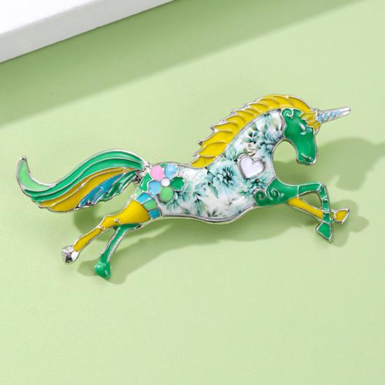 Horse Brooch Fairy Tale Style Flower Heart Decoration Pin Coats Sweaters Bags Badge Fashion Accessories