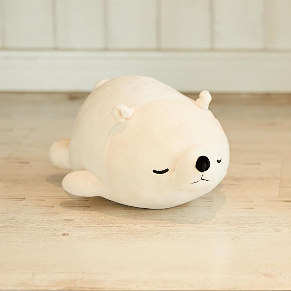 Ribuhato Marshmallow Animal Bolster Cushion Polyester White Bear Lucky 27cm