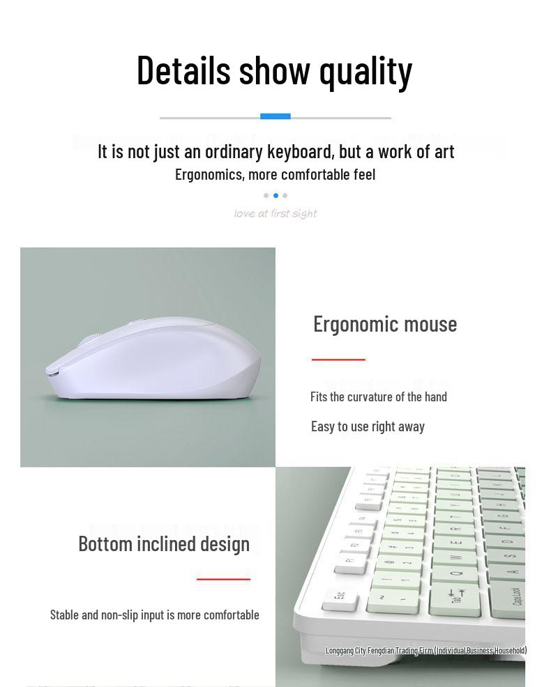 Wireless Esports Gaming Keyboard and Mouse Set - Silent for Desktop, Laptop, or Office Use