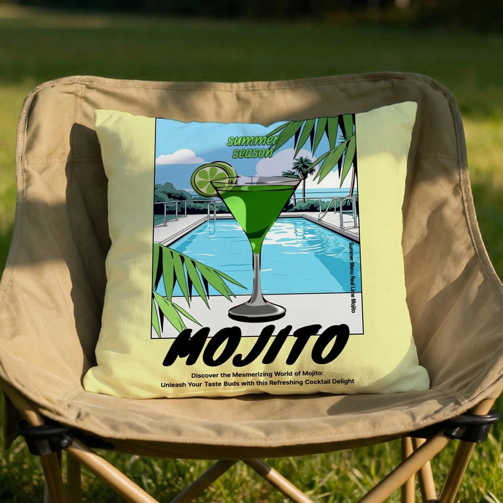 Mojito Cocktail Art Cushion Cover Soft Reversible Durable Pillow Cover MultiScene Use for Home Car Daily Comfort