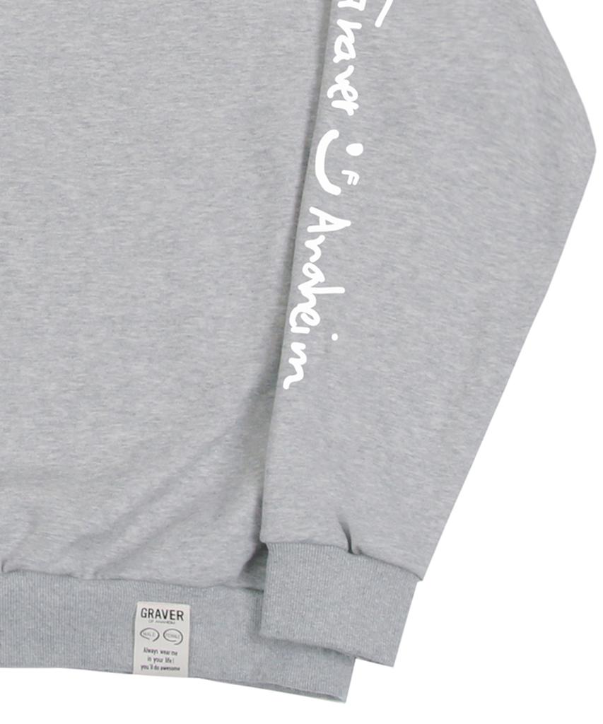 GRAVER [Unisex] Elbow Drawing Logo Smile Sweatshirt_Gray