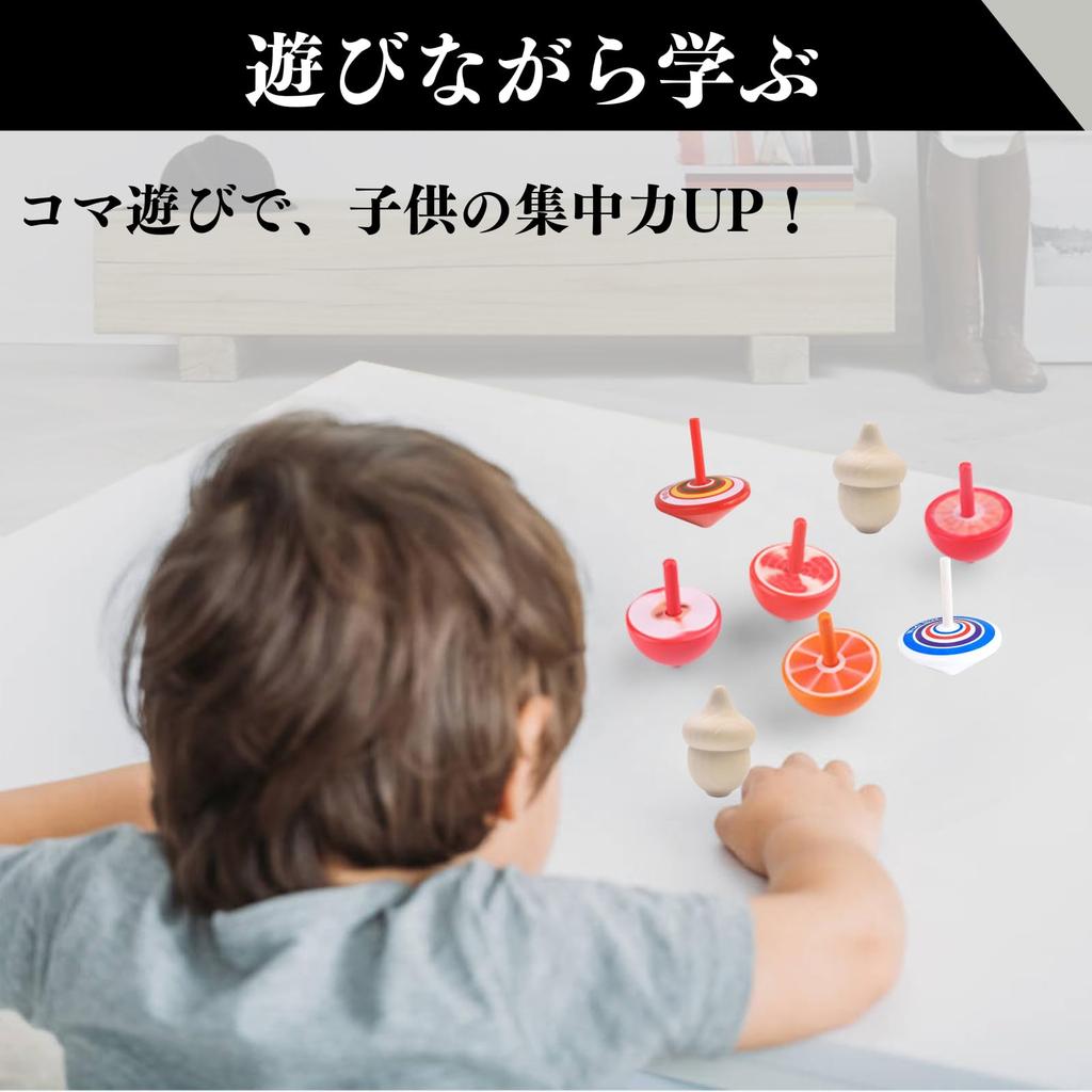 Quikaboo Hand-Cranked Tops, Wooden Toys for Spinning, Sumo, and Handstands, Traditional Play, Set of 10