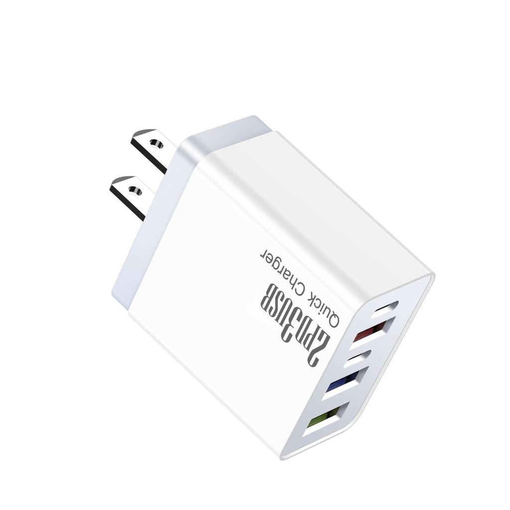 Fast Charger for Android & Apple - 3 USB + 2 Type-C Ports, Compatible with UK, US, EU.