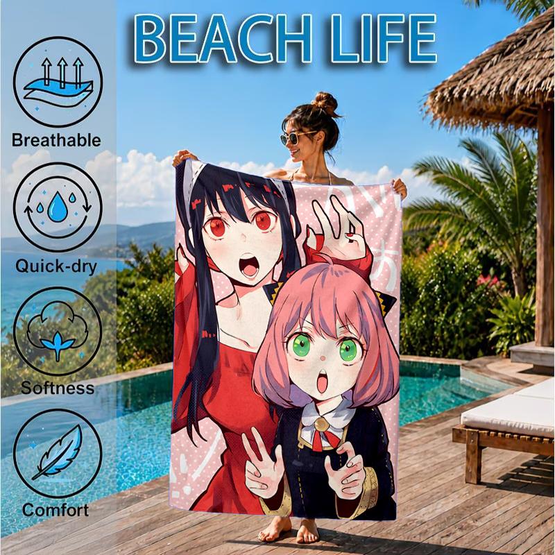 Cute anime spy Famliy Beach Towel, Microfiber Beach Towel, Perfect For Pool, Beach, Travel, Home Decor Beach Party Fan gifts