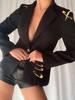 European Summer 2025 Mesh Spliced Pin-Decor Little Blazer for Women