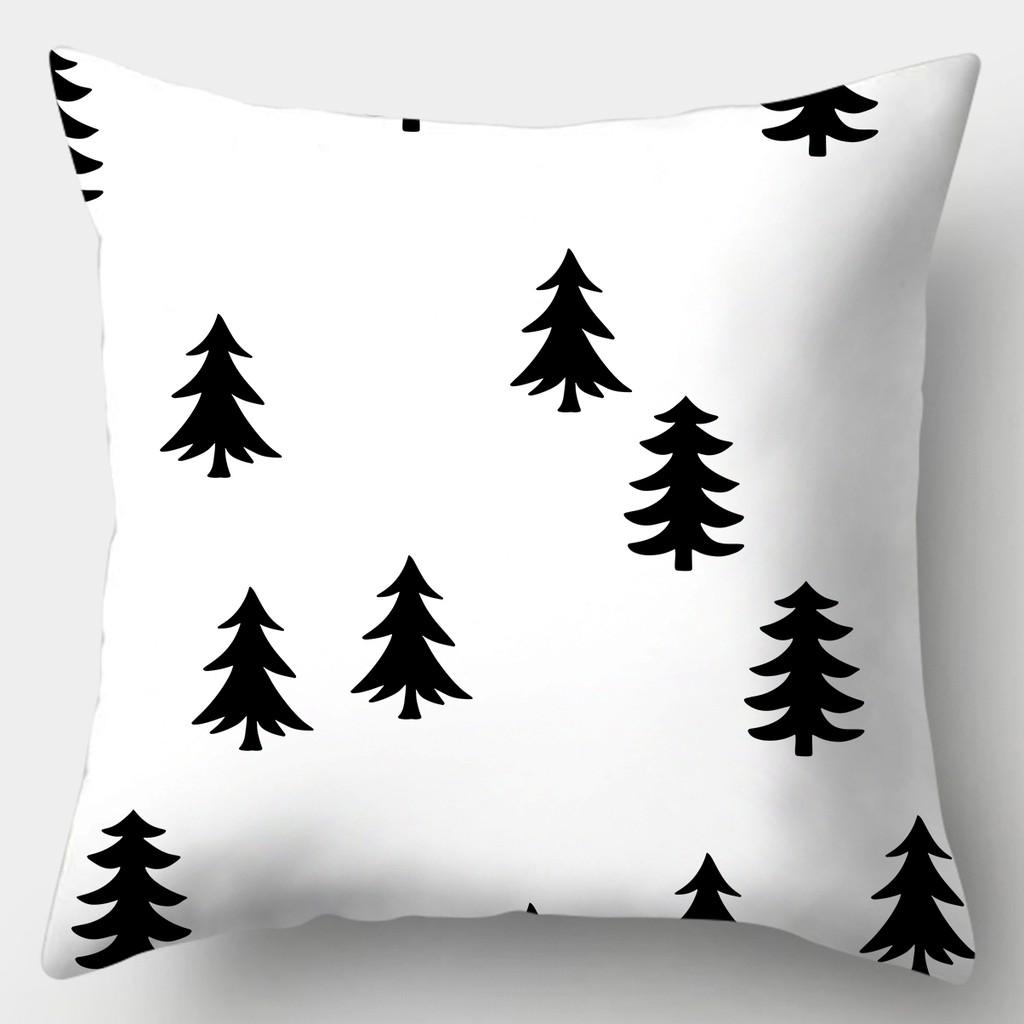 

Черно-белая наволочка 45 см х 45 см, квадратная наволочка для дивана, чехол для подушки с узором в полоску и листья 40x40cm